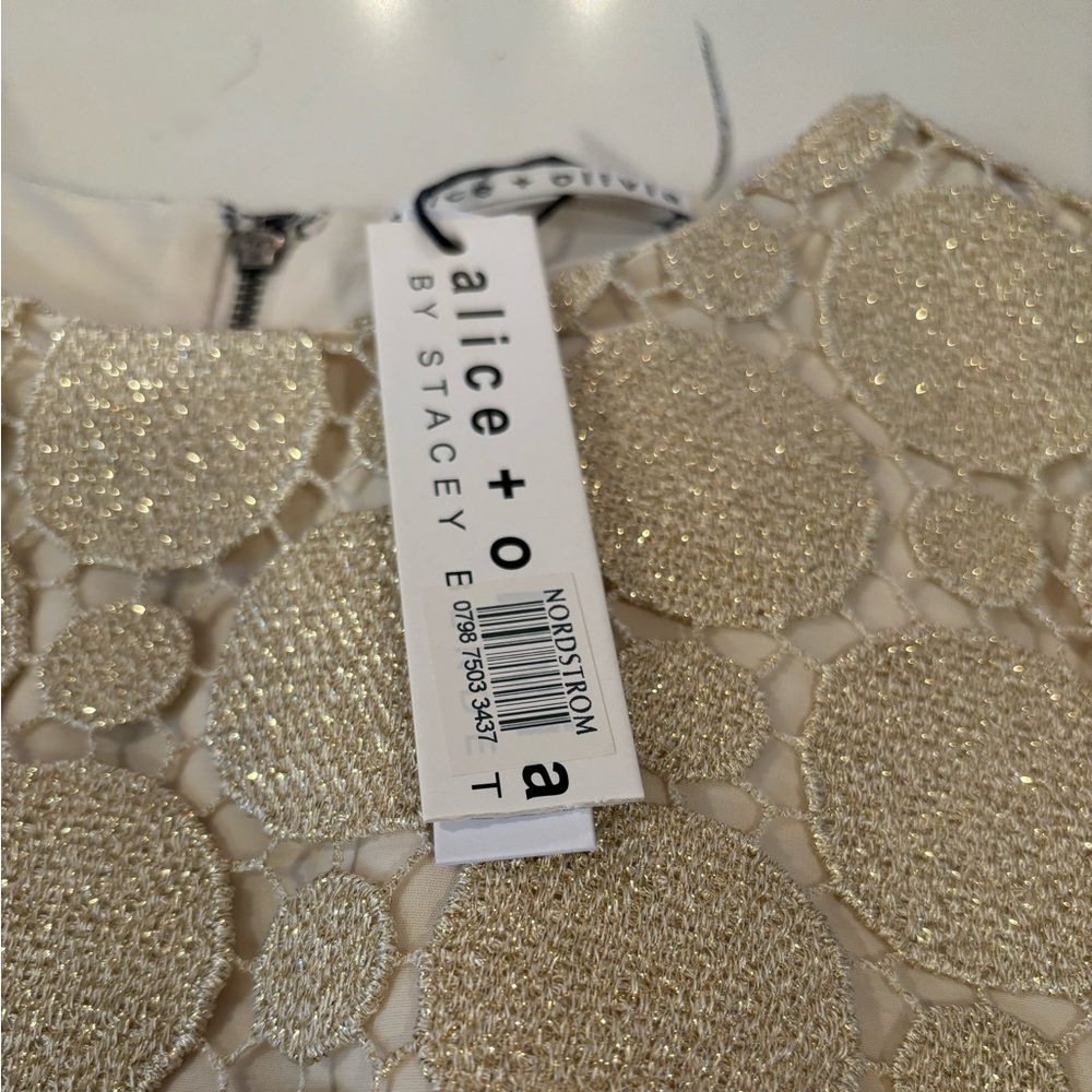 ALICE + OLIVIA•New! metallic gold Clyde a-line shift sleeveless dress 4 NWT - Picture 4 of 4